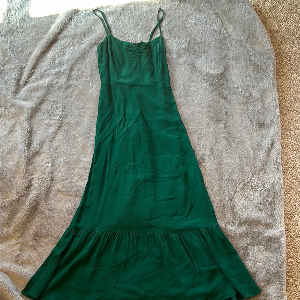 Reformation Green Spaghetti Strap Maxi Sundress